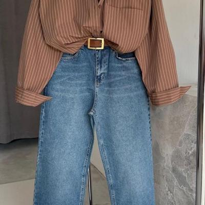 Kadın Cep Detaylı Çizgili Gömlek